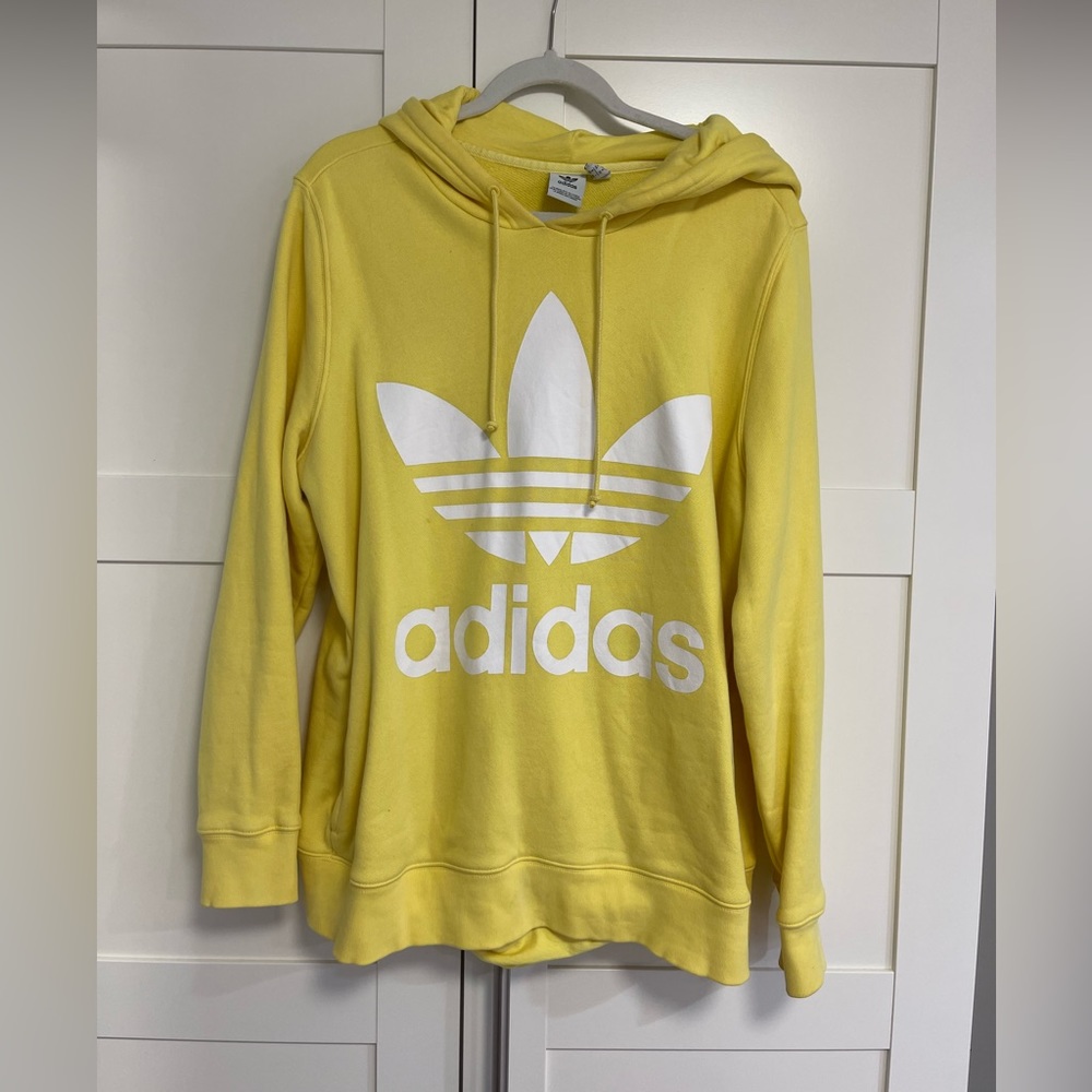 Yellow Adidas hoodie, French terry XL